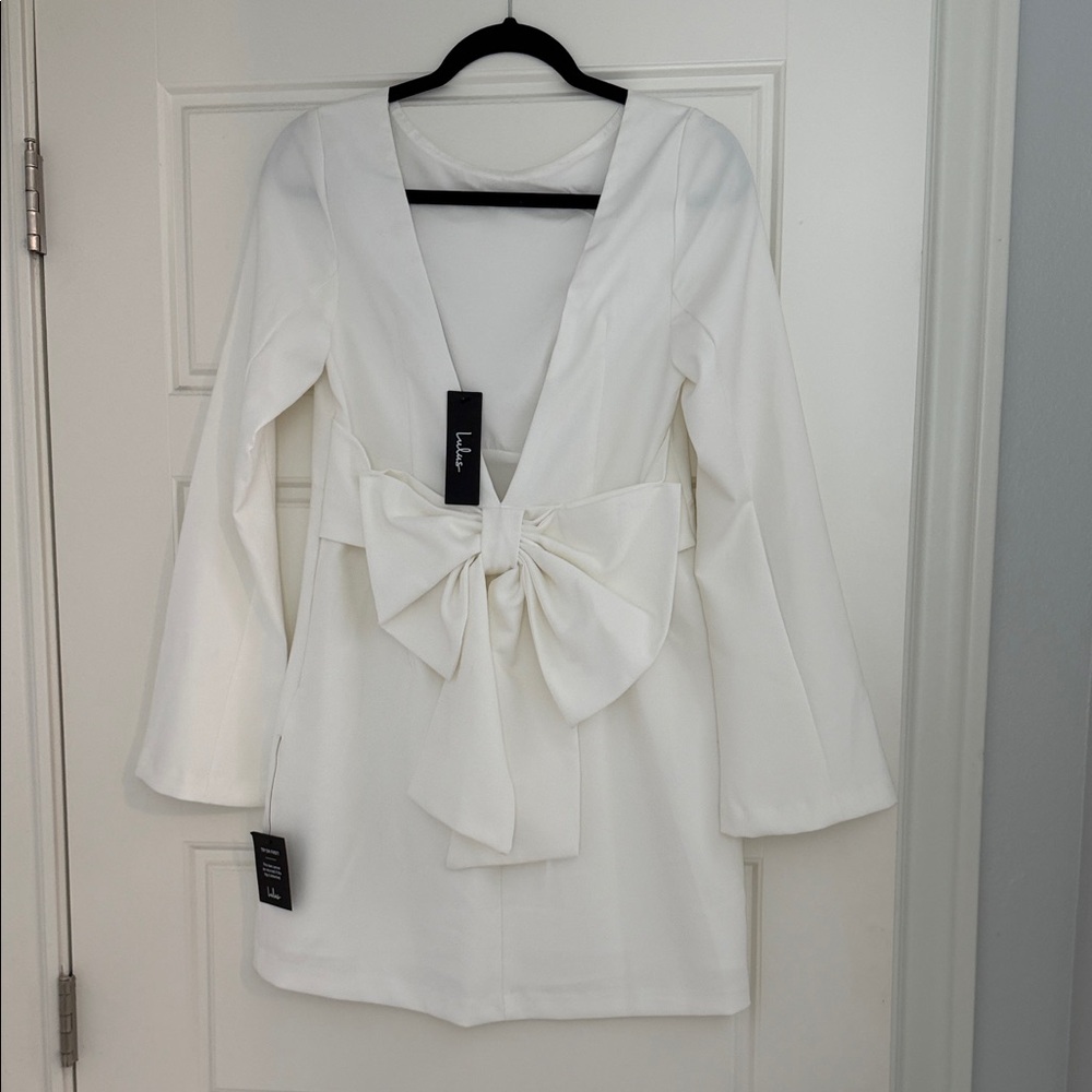 NWT medium Lulus Elegant White Dress with Big Bow Bridal Engagement